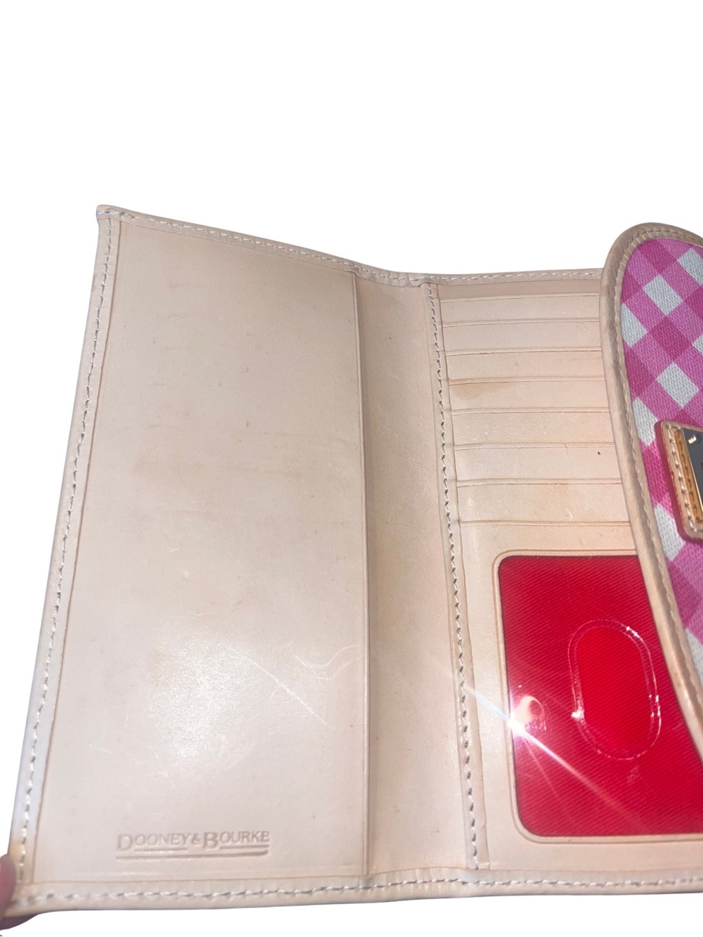 Dooney & Bourke Pink Gingham Continental Wallet - Picture 8 of 10